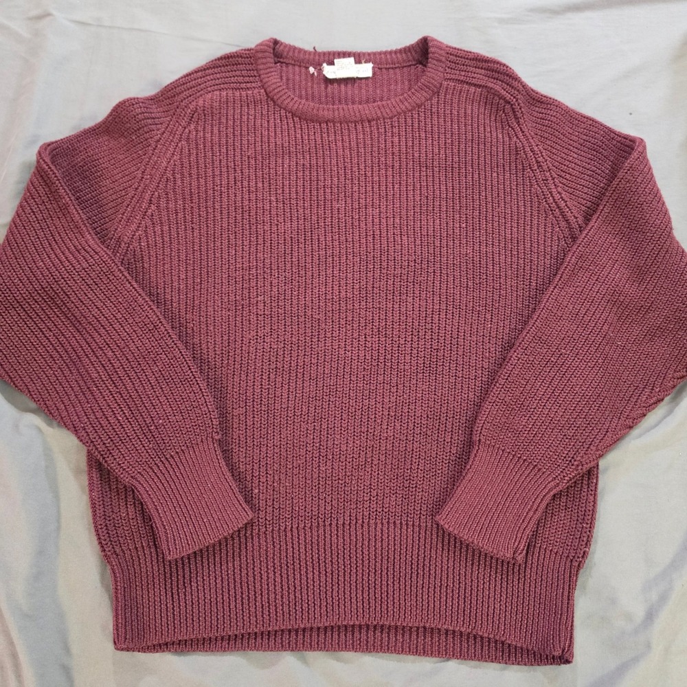 Vintage 90s Gap Clothing Co Burgundy Shaker Rib Knit Wool Blend Sweater Mens L